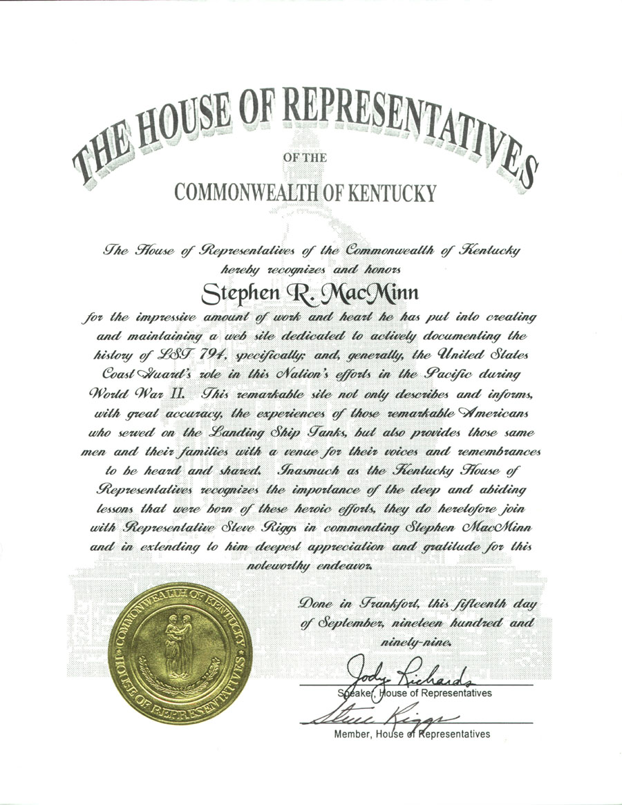 Kentucky Certificate